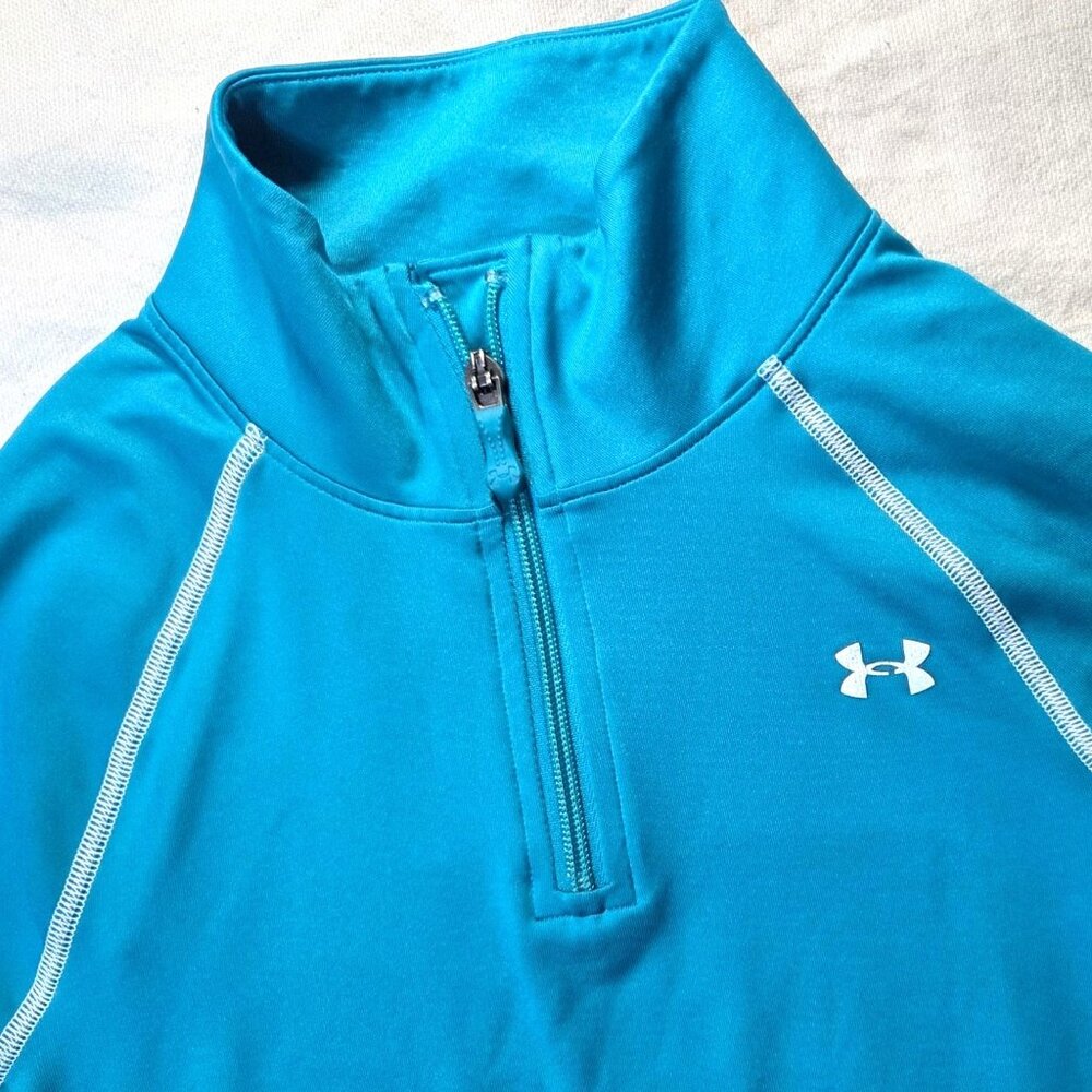 Under Armour Women's Blue Semi-Fitted ColdGear 1/4 Zip Long Sleeve Active Top S - Picture 5 of 8
